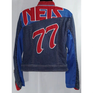 New Jersey Nets 77 NBA Denim Jean Jacket Size L